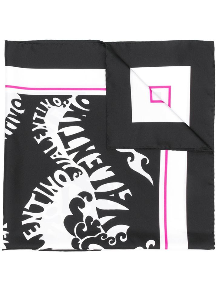 Valentino Logo Embroidered Scarf - Black