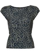 Chanel Vintage Pearl Logo Print Blouse - Blue