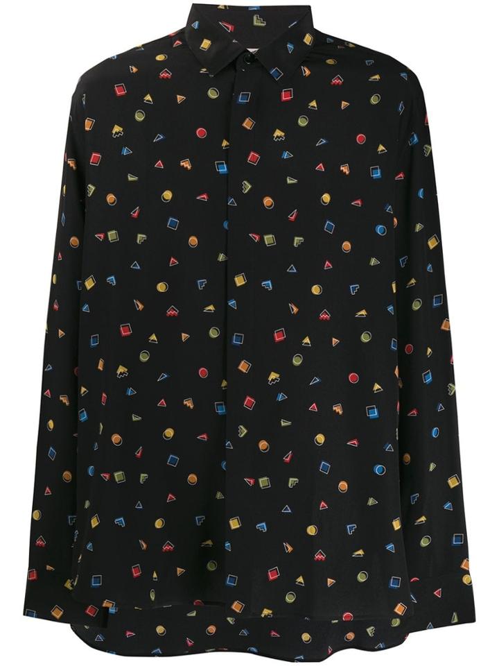 Saint Laurent Geometric Multicoloured Print Shirt - Black
