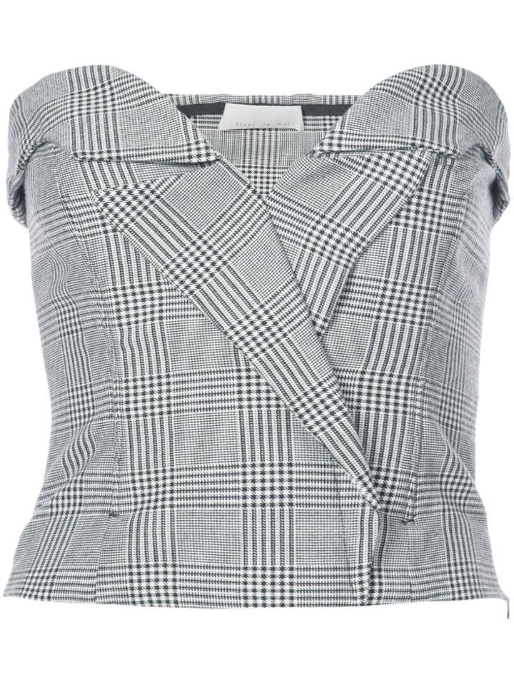 Fleur Du Mal Plaid Wrap Strapless Top - Black
