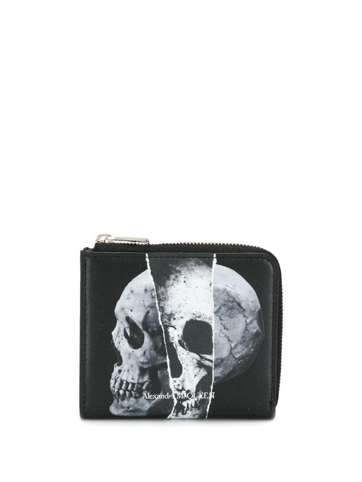 Alexander Mcqueen Torn Skull Zip-around Wallet - Black