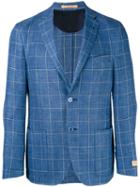 Corneliani - Woven Check Jacket - Men - Linen/flax/cupro/virgin Wool - 52, Blue, Linen/flax/cupro/virgin Wool