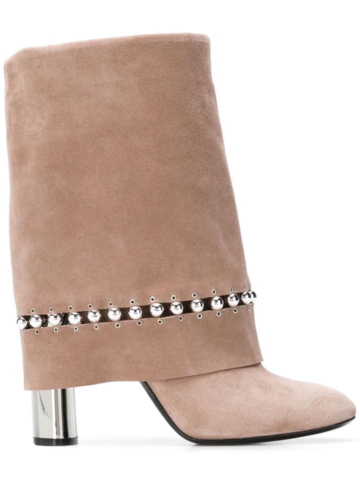 Casadei Foldover Top Boots - Nude & Neutrals