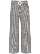 Solid & Striped Gingham Wide-leg Trousers - Black