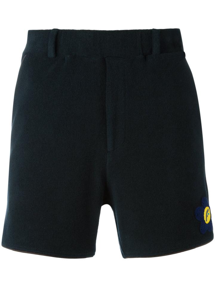 Fendi Flower Logo Shorts, Men's, Size: 48, Blue, Cotton/polyamide/polyester/wool
