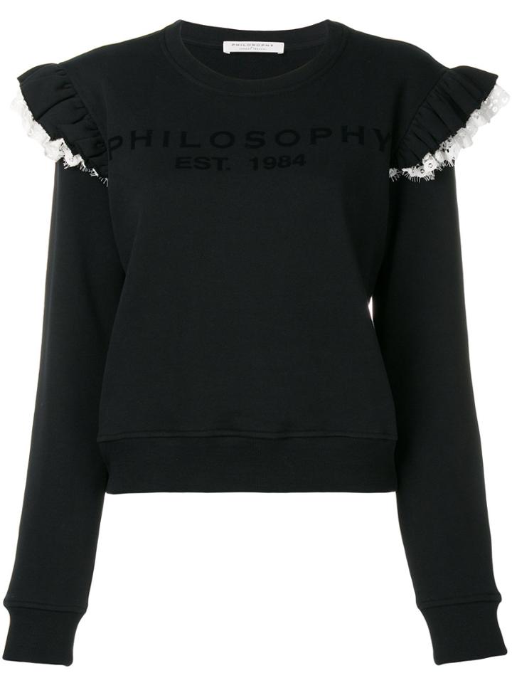 Philosophy Di Lorenzo Serafini Ruffle Lace Trim Sweatshirt - Black