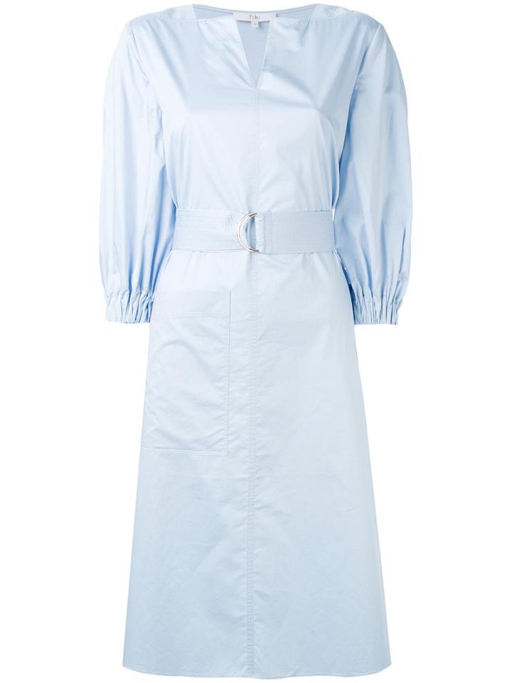 Tibi - Satin Poplin Dress - Women - Cotton - 4, Blue, Cotton
