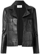 Egrey Panelled Leather Jacket, Women's, Size: 42, Black, Leather