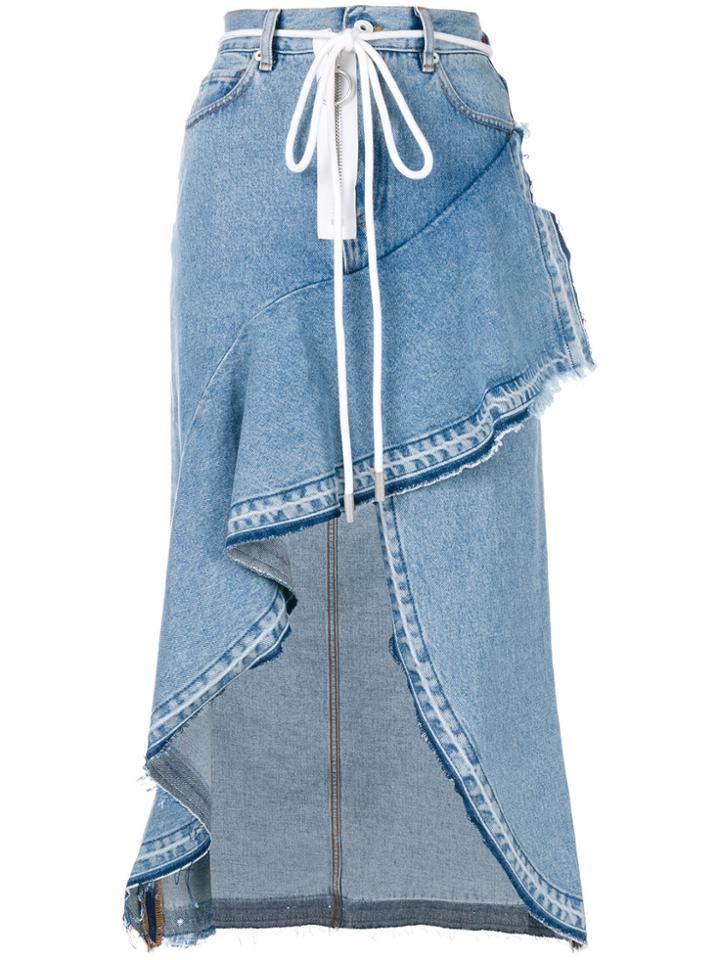 Off-white Ruffled Denim Skirt - Blue