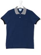 Lanvin Enfant Teen Check Collar Polo Shirt - Blue