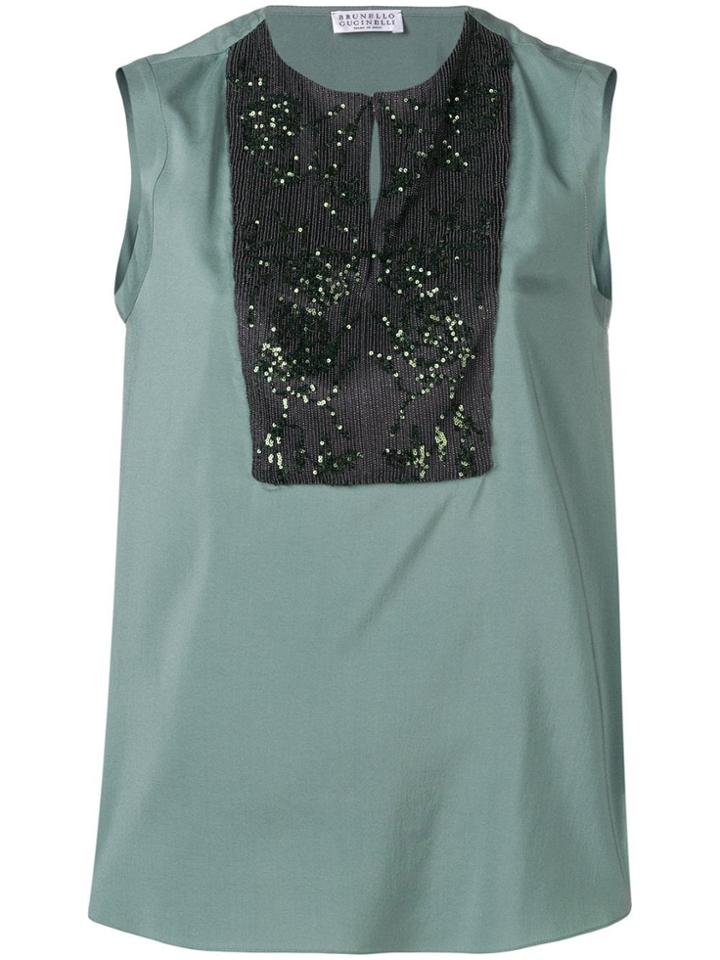 Brunello Cucinelli Sequin Embellished Top - Green