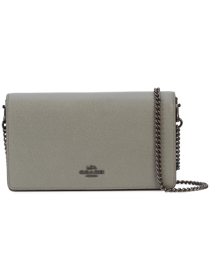 Coach Foldover Chain Clutch - Grey