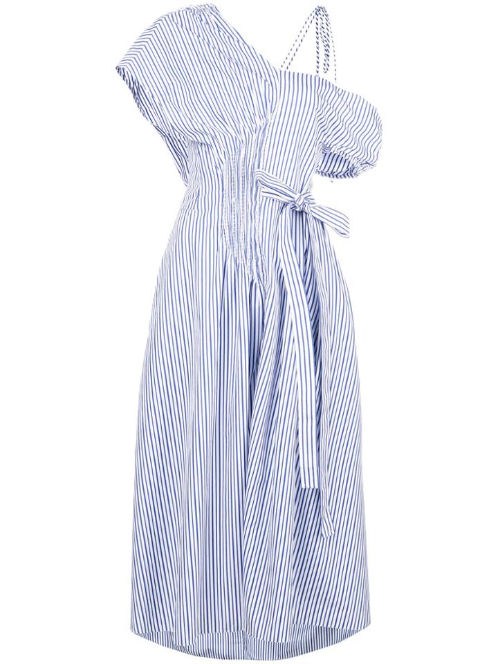 Teija Off-the-shoulder Belted Dress - Blue