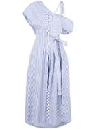 Teija Off-the-shoulder Belted Dress - Blue