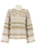 Nk Fringed Knit Sweater - Neutrals