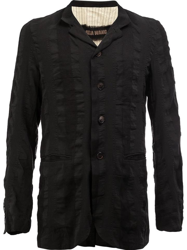 Uma Wang Textured Detail Jacket, Men's, Size: Large, Black, Cotton/linen/flax/polyester