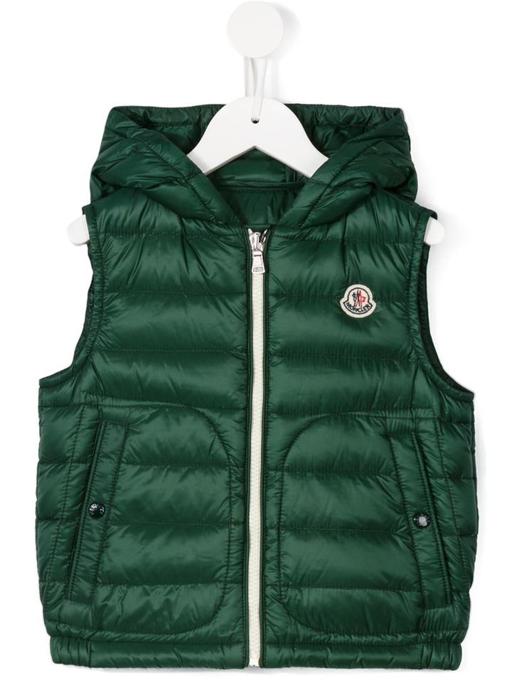 Moncler Kids Zip Up Padded Sleeveless Jacket, Boy's, Size: 10 Yrs, Green