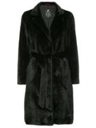 Loveless Faux Fur Belted Coat - Black