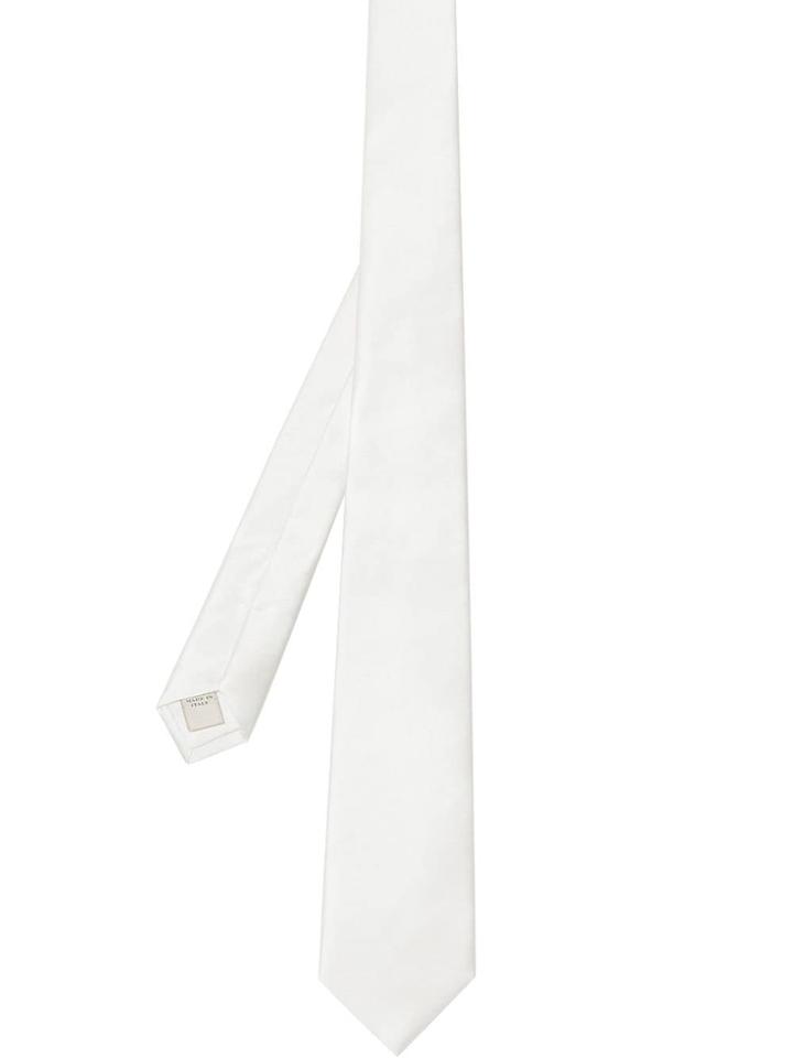 Burberry Modern Cut Silk Satin Tie - White