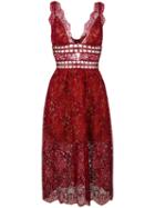 For Love And Lemons Sheer Lace Midi Dress, Women's, Size: Xs, Red, Cotton/nylon/polyester/spandex/elastane
