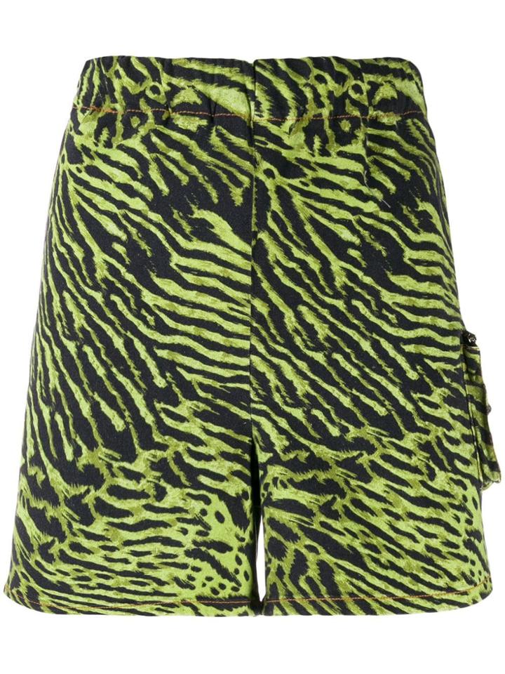 Ganni Tiger Print Shorts - Green