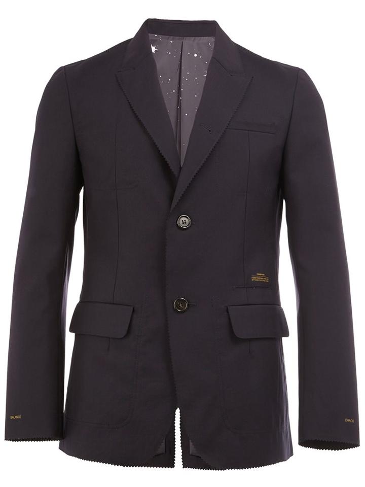 Undercover Single Breasted Blazer, Men's, Size: 3, Blue, Cotton/polyester/wool