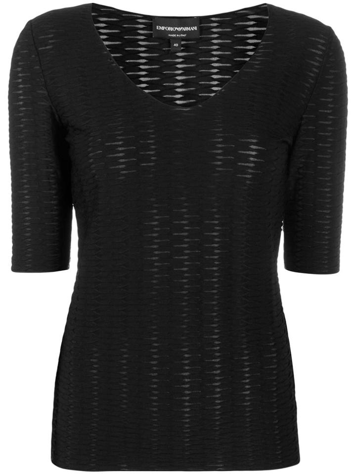 Emporio Armani Jacquard Effect T-shirt - Black