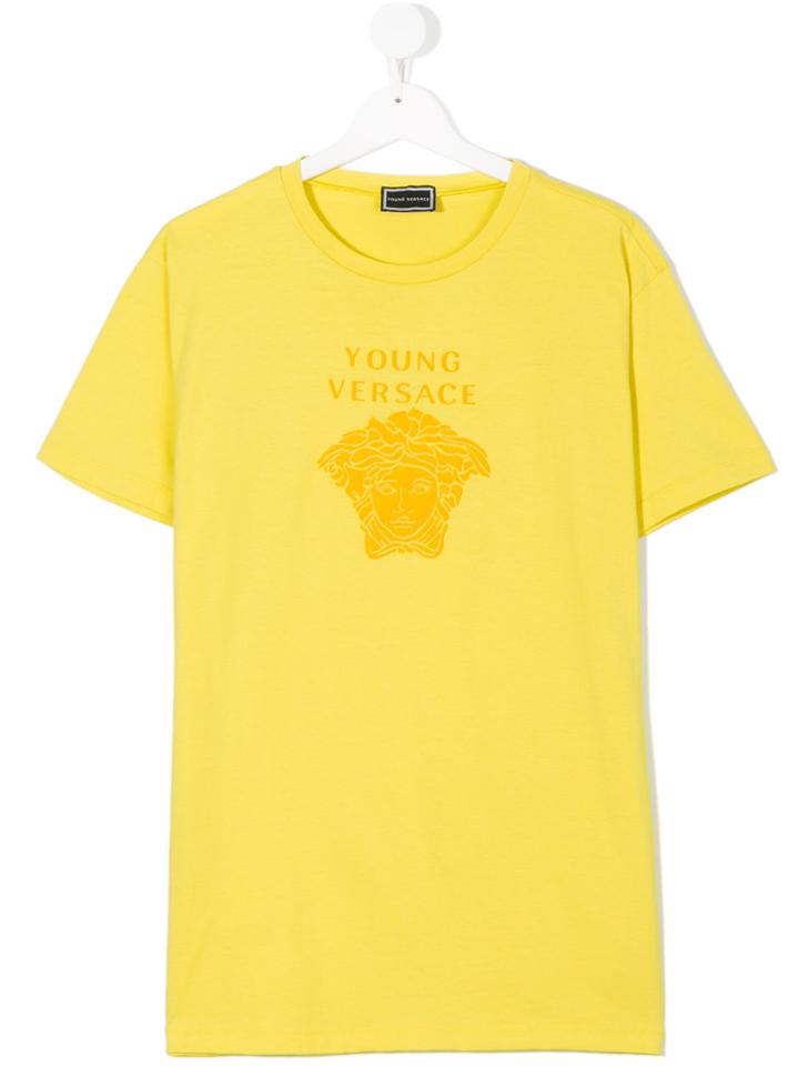 Young Versace Logo Print T-shirt - Yellow & Orange