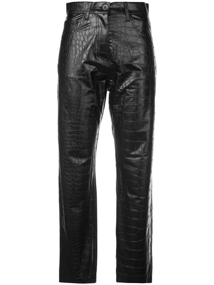 Nanushka Croc-effect Straight Trousers - Black