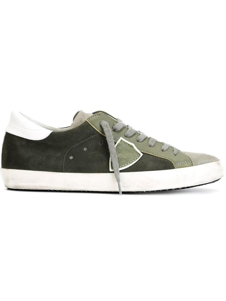 Philippe Model Panelled Sneakers, Men's, Size: 40, Green, Cotton/calf Leather/leather/rubber