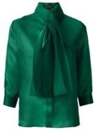 Gloria Coelho Bow Detail Shirt, Women's, Size: Medium, Green, Silk/polyamide/polyester