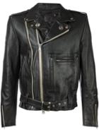 R13 Classic Biker Jacket, Men's, Size: Medium, Black, Calf Leather/viscose/polyester