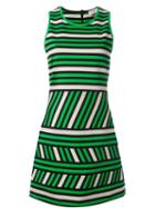 Lanvin Striped Pattern Dress, Women's, Size: 38, Green, Cotton/polyamide/spandex/elastane