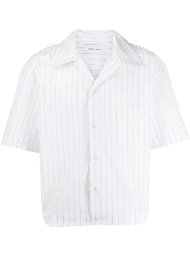 Ernest W. Baker Striped Bowling Shirt - White