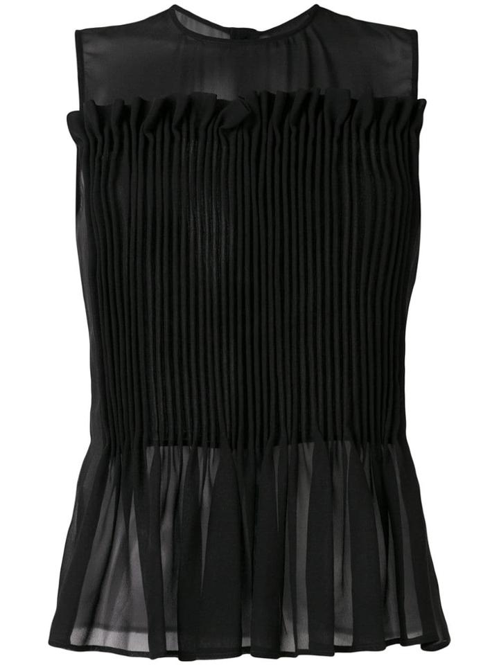 Giorgio Armani Micro Pleated Silk Tank Top - Black