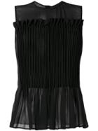 Giorgio Armani Micro Pleated Silk Tank Top - Black
