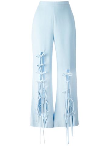 Reemami - Lace-up Cuff Trousers - Women - Polyester/viscose Crepe - S, Women's, Blue, Polyester/viscose Crepe