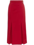 Prada Side Piping And Pleat Front Skirt - Red