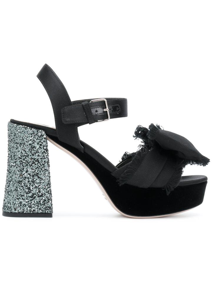 Miu Miu Bow Detail Sandals - Black