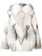 Yves Salomon White Fur And Shearling Hooded Coat