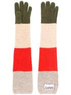 Ganni Striped Long Gloves - Neutrals