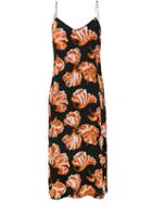 Ganni - Geroux Floral Print Slip Dress - Women - Shell - 38, Black, Shell