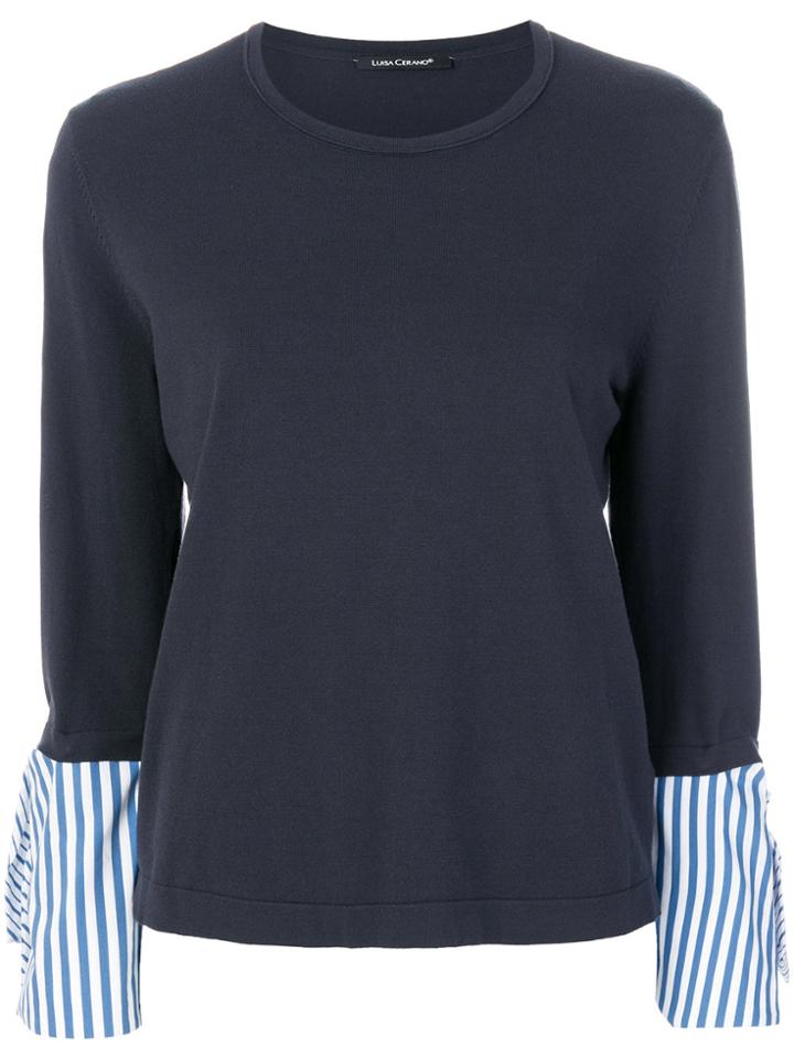 Luisa Cerano Striped Cuffs Blouse - Blue