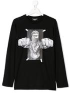 Neil Barrett Kids Teen Printed Jersey Top - Black