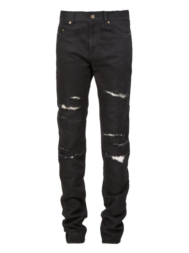 Saint Laurent Ripped Jeans - Black