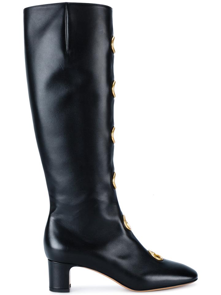 Valentino Black Leather Eyelet 55 Boots