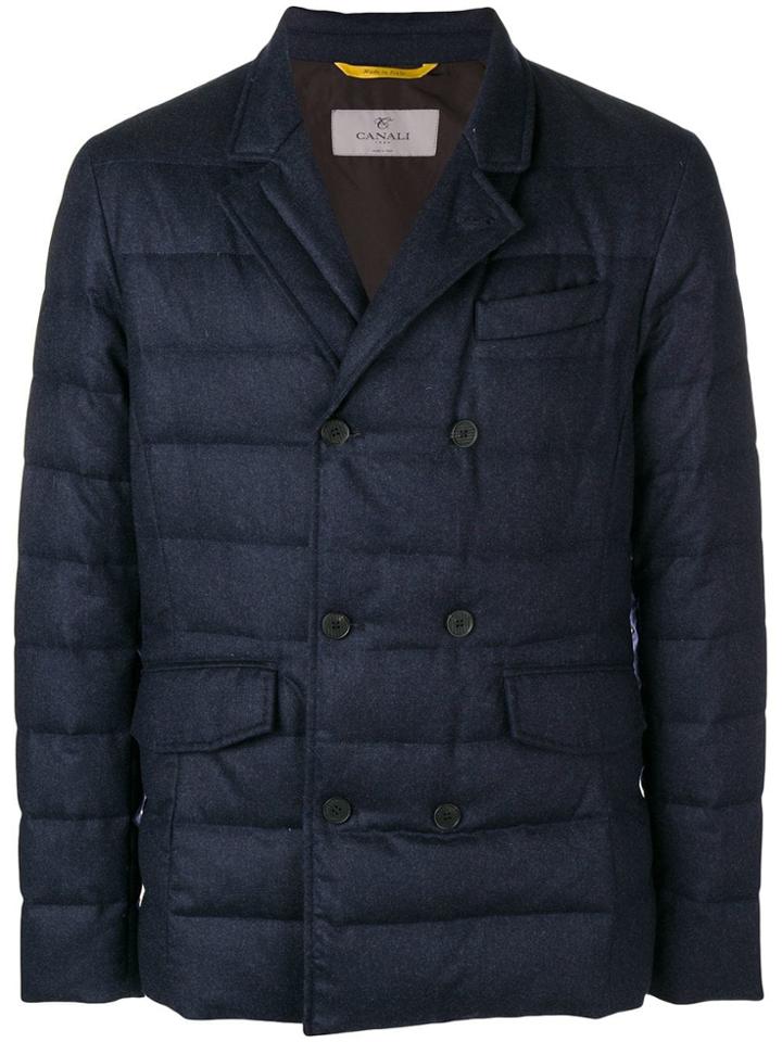 Canali Double-breasted Padded Jacket - Blue