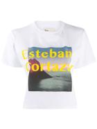 Esteban Cortazar Printed Cropped T-shirt - White