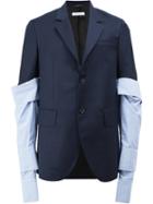Delada - Striped Layered Sleeves Blazer - Men - Wool - 46, Blue, Wool