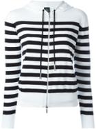 Eleventy Striped Zipped Hoodie, Women's, Size: Medium, White, Cotton